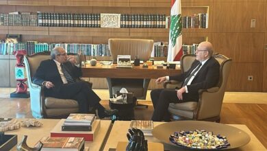 Mikati receives Prime Minister-designate Nawaf Salam at his home in Beirut