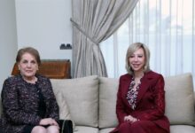 Nadia Al-Shami visited the First Lady at the Presidential Palace to congratulate her