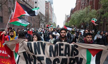 Clashes between the supporters of Palestine and the American police at the University of Colombia