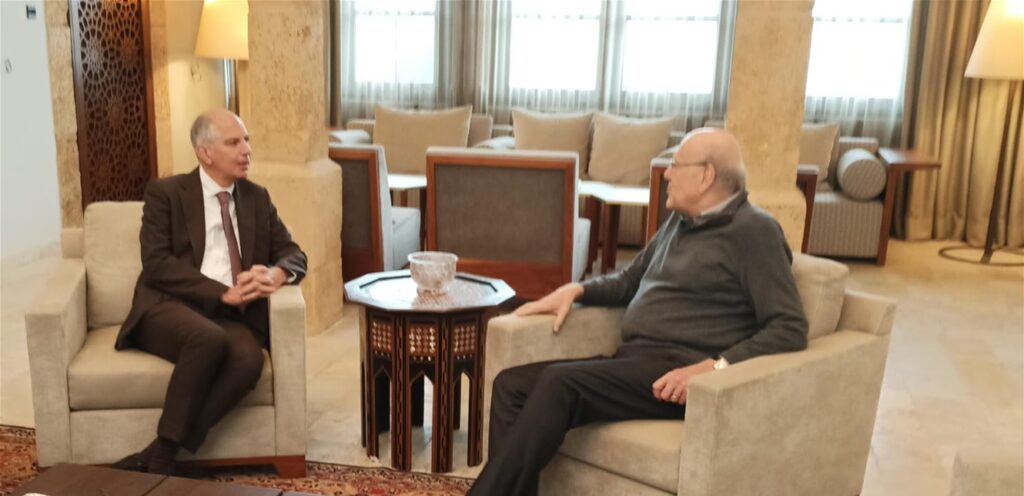 Mikati meets the French ambassador in his house in Tripoli